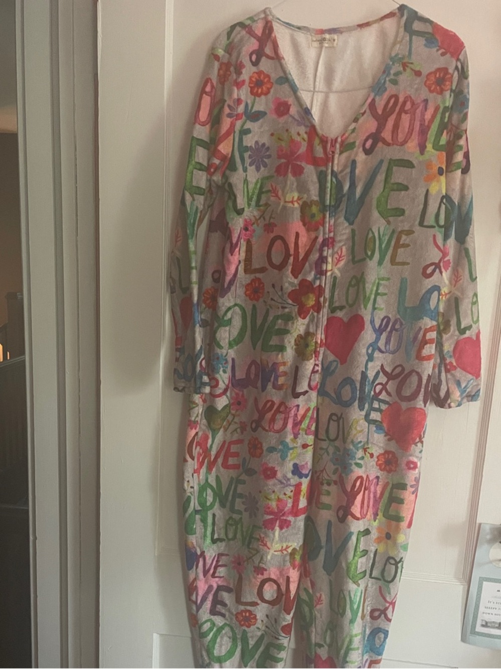 NATURAL LIFE Women’s Pajama Onesie — Multicolor Love Print